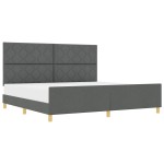 vidaXL Cadru de pat cu headboard Gri închis 200 x 200 cm țesătură vidaXL Cadru de pat cu headboard Gri închis 200 x 200 cm țesătură