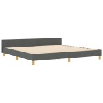 vidaXL Cadru de pat cu headboard Gri închis 200 x 200 cm țesătură vidaXL Cadru de pat cu headboard Gri închis 200 x 200 cm țesătură