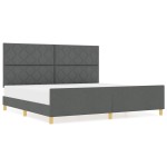 vidaXL Cadru de pat cu headboard Gri închis 200 x 200 cm țesătură vidaXL Cadru de pat cu headboard Gri închis 200 x 200 cm țesătură