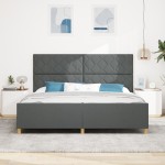 vidaXL Cadru de pat cu headboard Gri închis 200 x 200 cm țesătură vidaXL Cadru de pat cu headboard Gri închis 200 x 200 cm țesătură