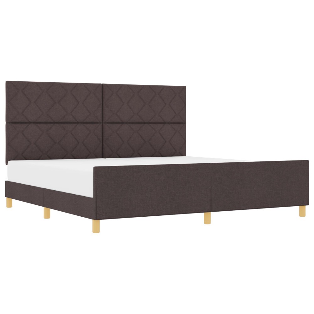 vidaXL Cadru de pat cu headboard Maro închis 200 x 200 cm țesătură