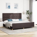 vidaXL Cadru de pat cu headboard Maro închis 200 x 200 cm țesătură