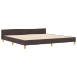 vidaXL Cadru de pat cu headboard Maro închis 200 x 200 cm țesătură