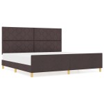 vidaXL Cadru de pat cu headboard Maro închis 200 x 200 cm țesătură