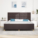 vidaXL Cadru de pat cu headboard Maro închis 200 x 200 cm țesătură
