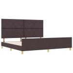 vidaXL Cadru de pat cu headboard Maro închis 200 x 200 cm țesătură