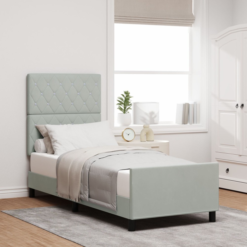vidaXL Cadru de pat cu headboard Gri deschis 80 x 200 cm Catifea