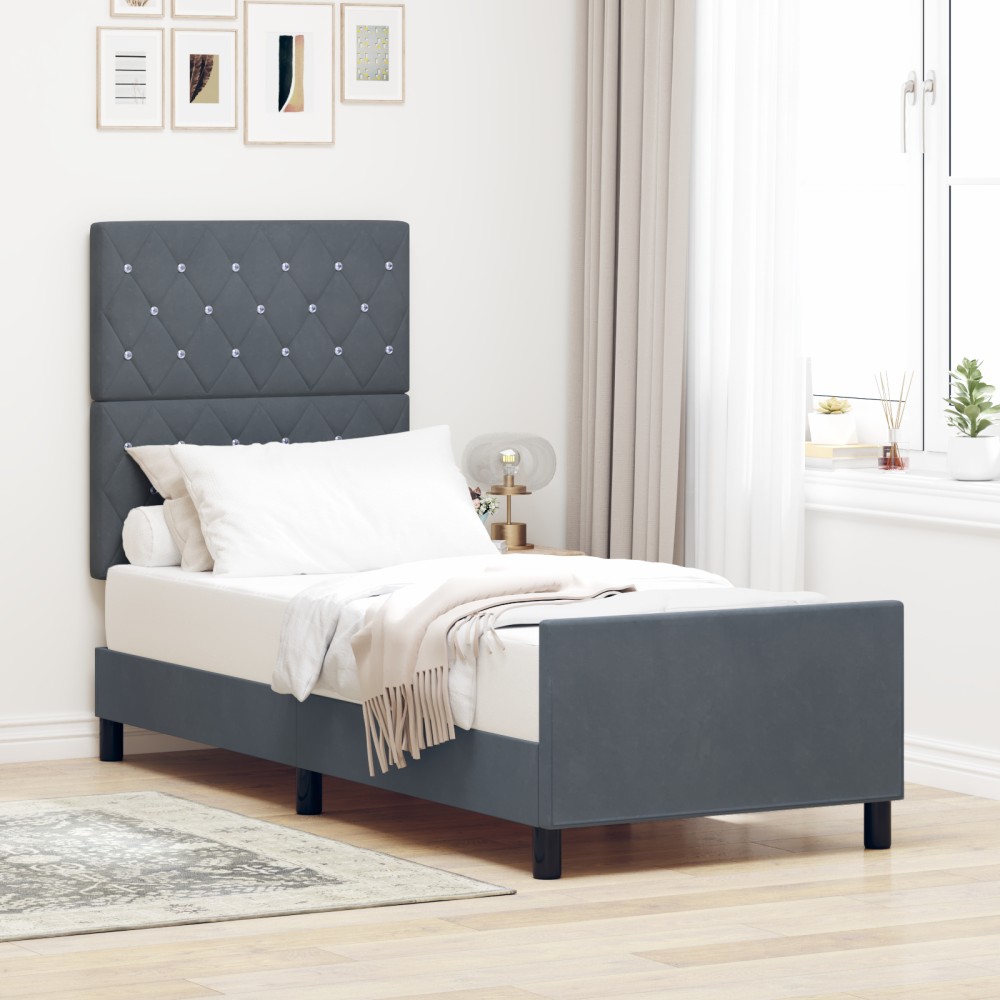 vidaXL Cadru de pat cu headboard Gri închis 80 x 200 cm Catifea