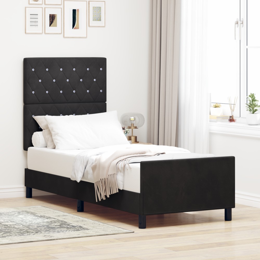 vidaXL Cadru de pat cu headboard Negru 80 x 200 cm Catifea