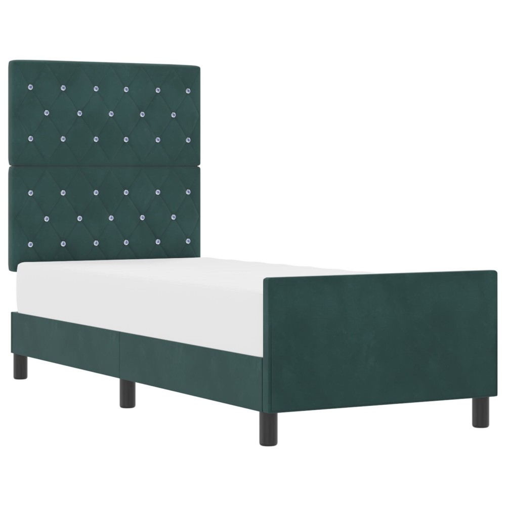 vidaXL Cadru de pat cu headboard Verde închis 80 x 200 cm Catifea