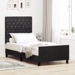 vidaXL Cadru de pat cu headboard Negru 90 x 190 cm Catifea vidaXL Cadru de pat cu headboard Negru 90 x 190 cm Catifea
