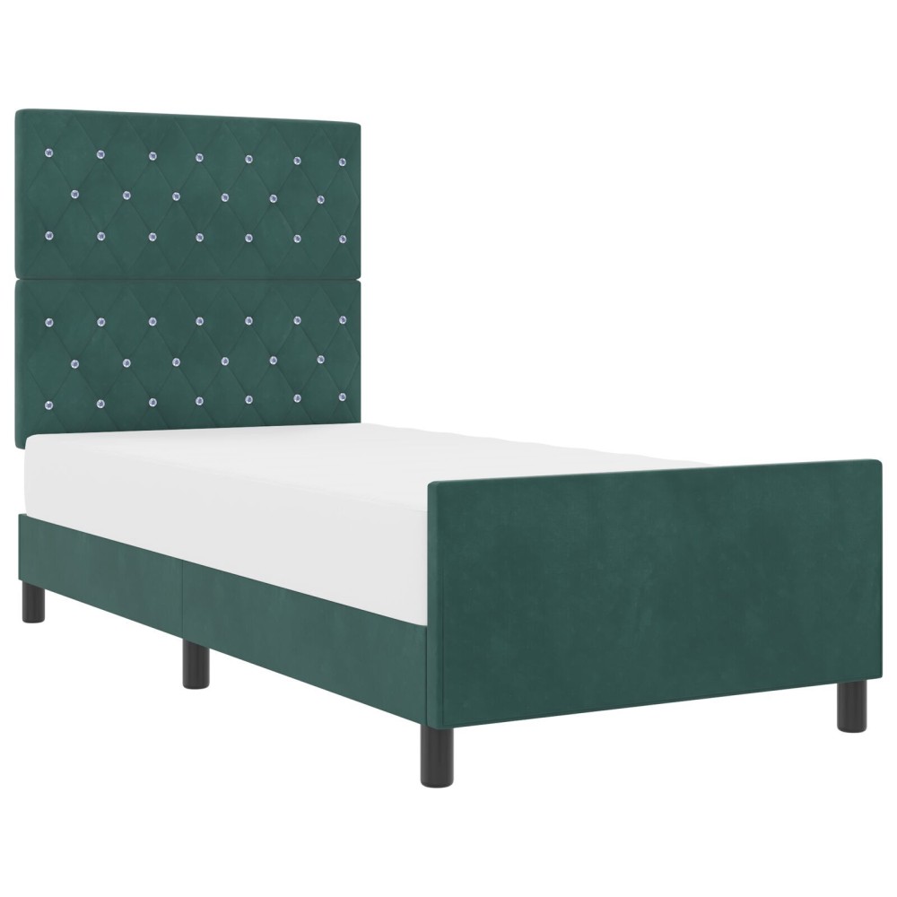 vidaXL Cadru de pat cu headboard Verde închis 90 x 190 cm Catifea