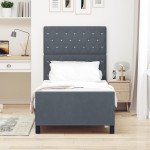 vidaXL Cadru de pat cu headboard Gri închis 90 x 200 cm Catifea vidaXL Cadru de pat cu headboard Gri închis 90 x 200 cm Catifea