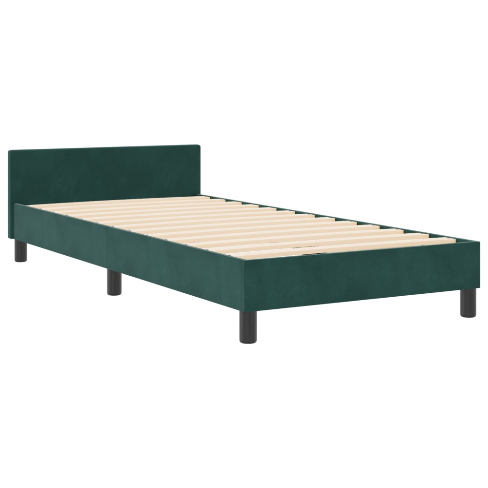 vidaXL Cadru de pat cu headboard Verde închis 90 x 200 cm Catifea