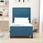 vidaXL Cadru de pat cu headboard Albastru închis 90 x 200 cm Catifea vidaXL Cadru de pat cu headboard Albastru închis 90 x 200 cm Catifea