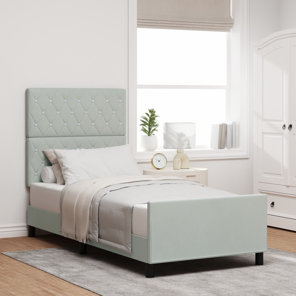 vidaXL Cadru de pat cu headboard Gri deschis 100 x 200 cm Catifea
