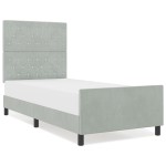 vidaXL Cadru de pat cu headboard Gri deschis 100 x 200 cm Catifea vidaXL Cadru de pat cu headboard Gri deschis 100 x 200 cm Catifea