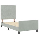 vidaXL Cadru de pat cu headboard Gri deschis 100 x 200 cm Catifea vidaXL Cadru de pat cu headboard Gri deschis 100 x 200 cm Catifea