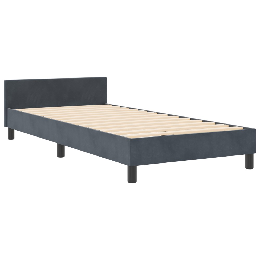 vidaXL Cadru de pat cu headboard Gri închis 100 x 200 cm Catifea