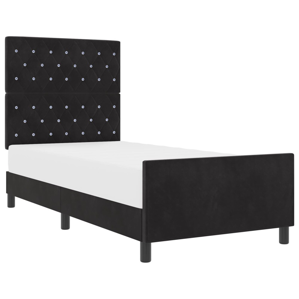 vidaXL Cadru de pat cu headboard Negru 100 x 200 cm Catifea