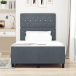 vidaXL Cadru de pat cu headboard Gri închis 120 x 190 cm Catifea vidaXL Cadru de pat cu headboard Gri închis 120 x 190 cm Catifea