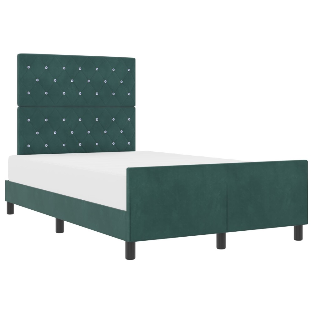vidaXL Cadru de pat cu headboard Verde închis 120 x 190 cm Catifea