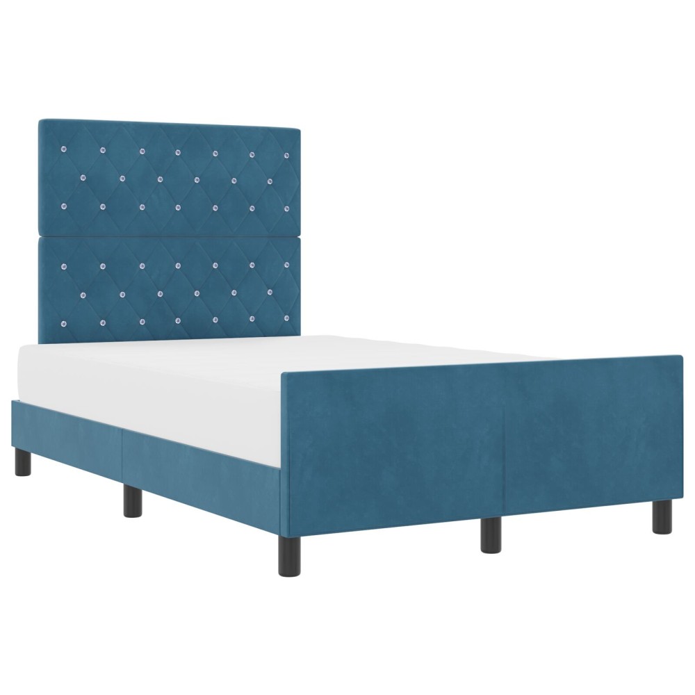 vidaXL Cadru de pat cu headboard Albastru închis 120 x 190 cm Catifea