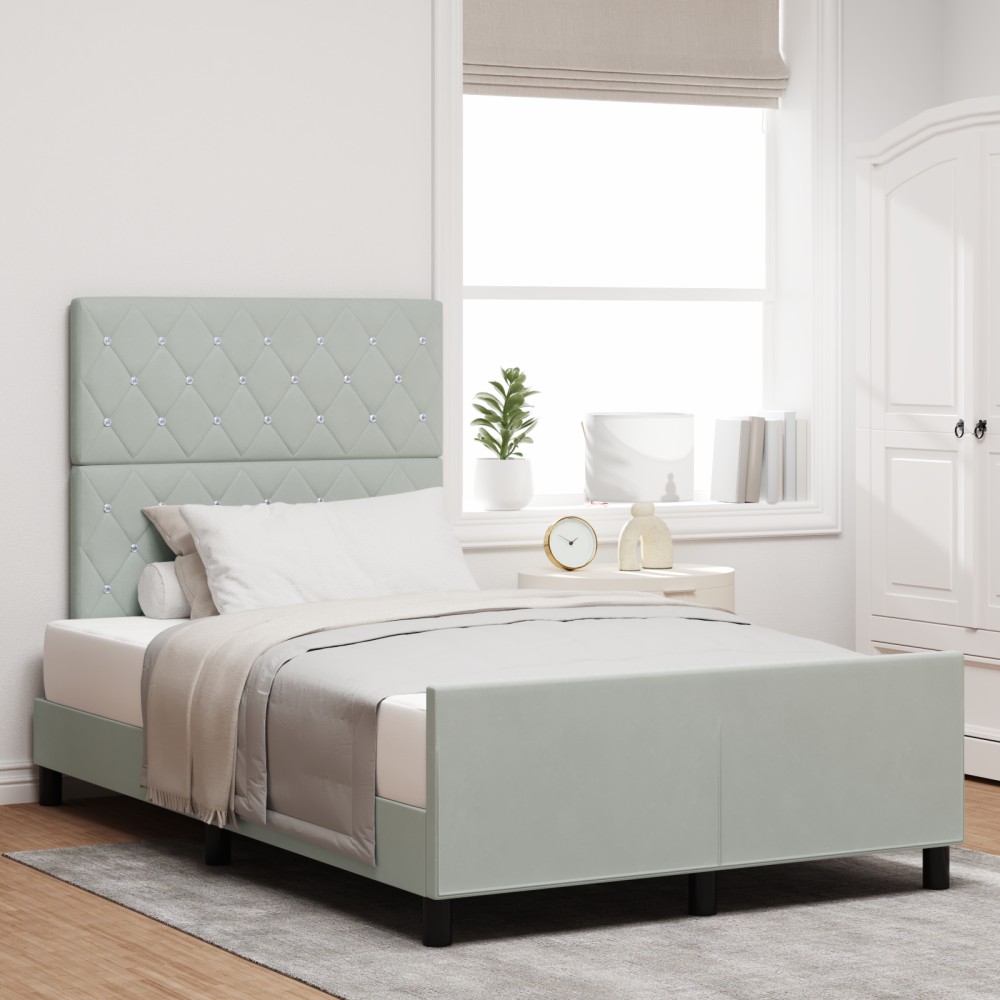 vidaXL Cadru de pat cu headboard Gri deschis 120 x 200 cm Catifea