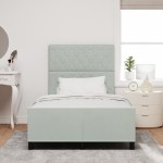 vidaXL Cadru de pat cu headboard Gri deschis 120 x 200 cm Catifea vidaXL Cadru de pat cu headboard Gri deschis 120 x 200 cm Catifea