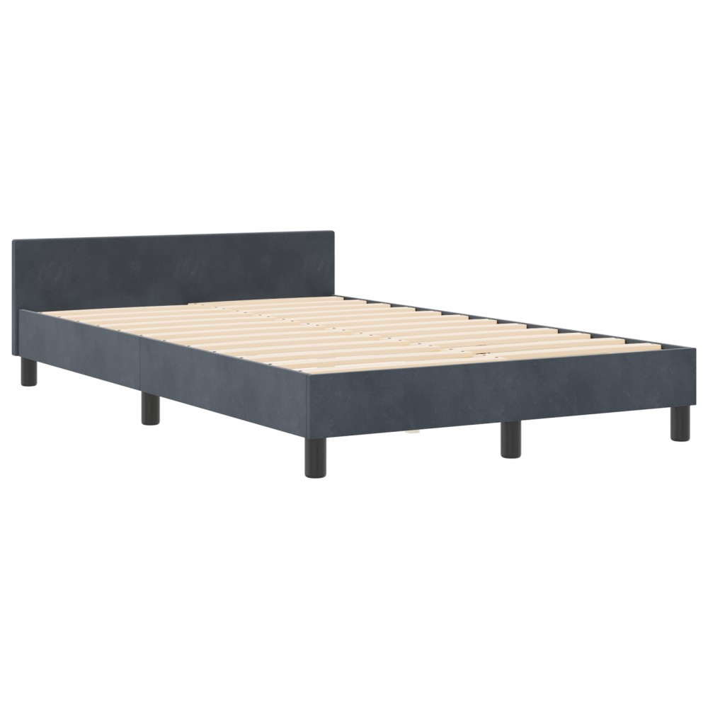 vidaXL Cadru de pat cu headboard Gri închis 120 x 200 cm Catifea