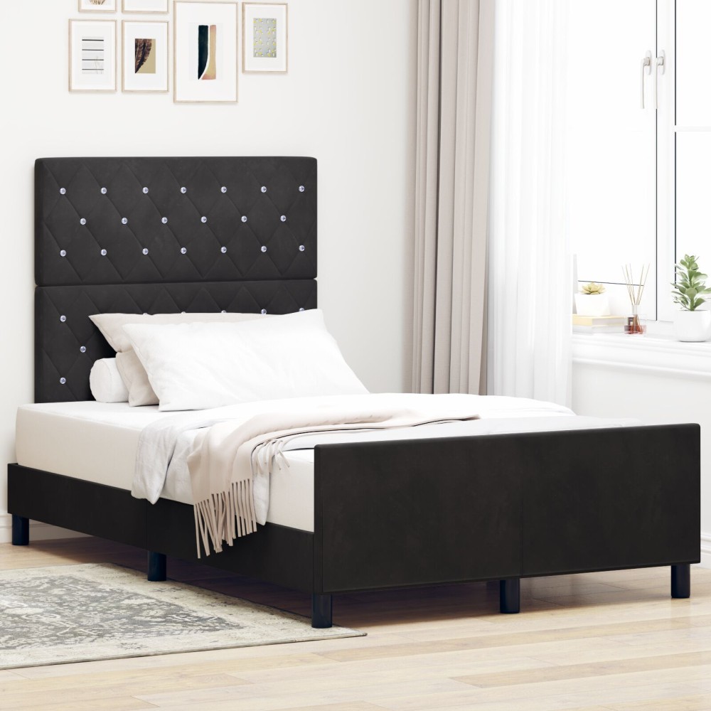 vidaXL Cadru de pat cu headboard Negru 120 x 200 cm Catifea