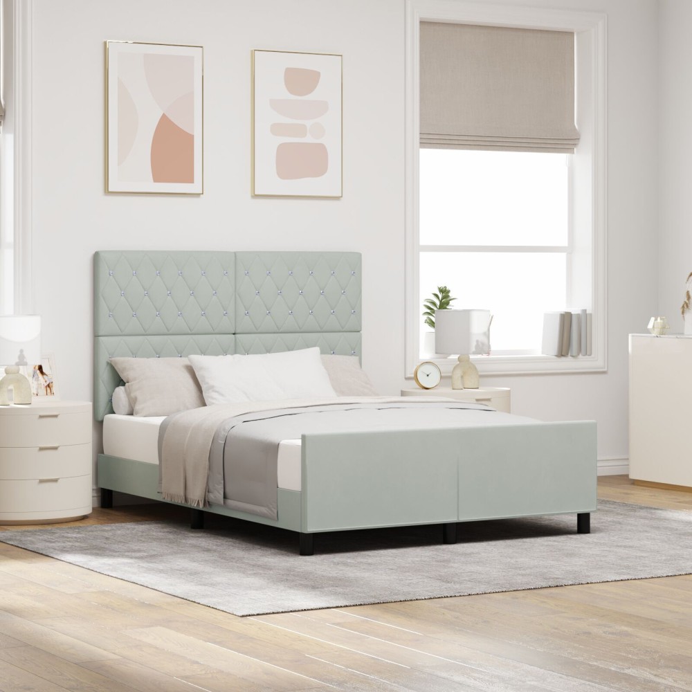 Pat vidaXL Gri deschis 140x190 cm Catifea