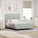 Pat vidaXL Gri deschis 140x190 cm Catifea Pat vidaXL Gri deschis 140x190 cm Catifea