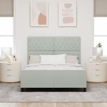 Pat vidaXL Gri deschis 140x190 cm Catifea Pat vidaXL Gri deschis 140x190 cm Catifea