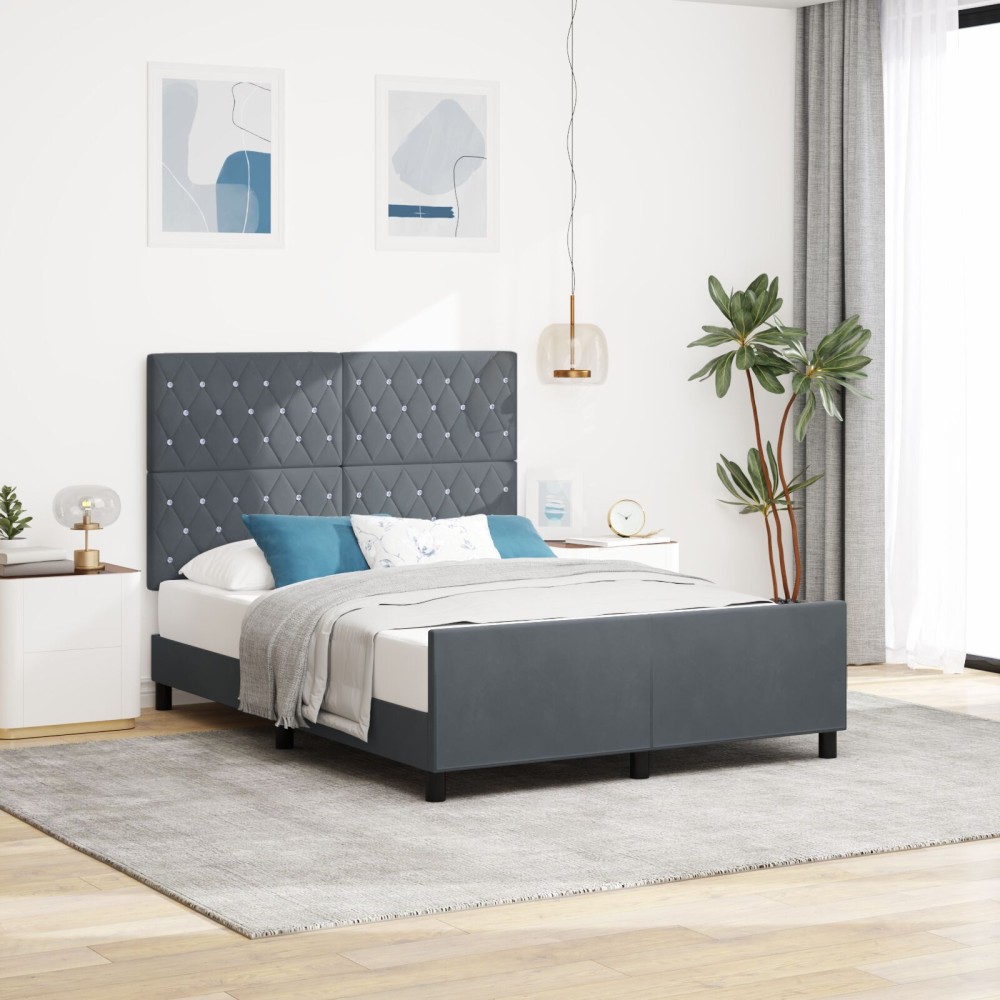 Cadru de pat vidaXL Gri închis 140x190 cm Catifea