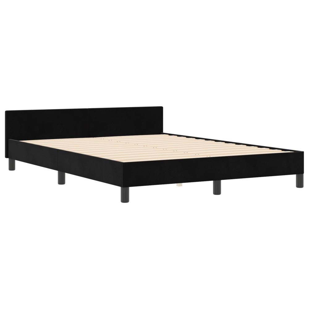 vidaXL Cadru de pat cu headboard Negru 140 x 190 cm Catifea