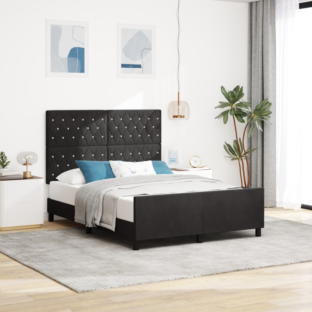 vidaXL Cadru de pat cu headboard Negru 140 x 190 cm Catifea