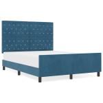 vidaXL Cadru de pat cu headboard Albastru închis 140 x 190 cm Catifea vidaXL Cadru de pat cu headboard Albastru închis 140 x 190 cm Catifea