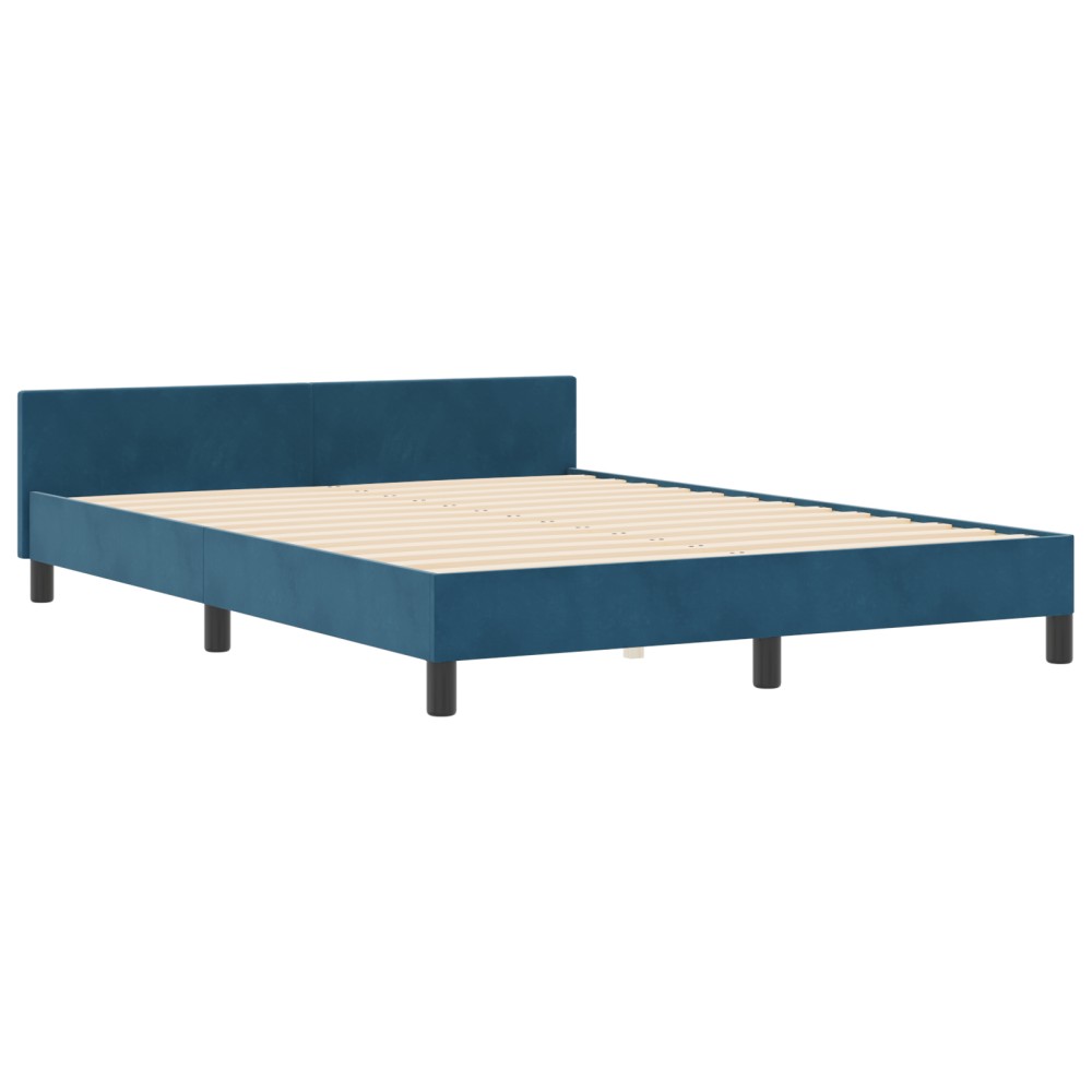 vidaXL Cadru de pat cu headboard Albastru închis 140 x 200 cm Catifea