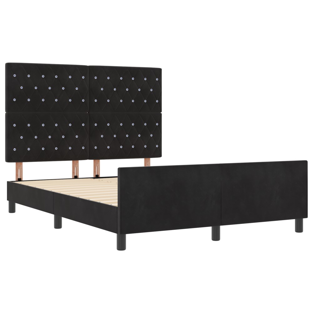vidaXL Cadru de pat cu headboard Negru 160 x 200 cm Catifea