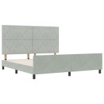 vidaXL Cadru de pat cu headboard Gri deschis 180 x 200 cm Catifea vidaXL Cadru de pat cu headboard Gri deschis 180 x 200 cm Catifea