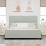 vidaXL Cadru de pat cu headboard Gri deschis 180 x 200 cm Catifea vidaXL Cadru de pat cu headboard Gri deschis 180 x 200 cm Catifea