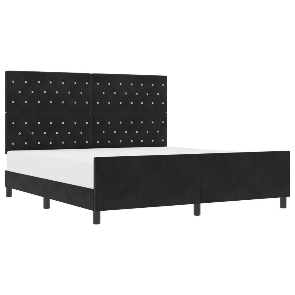 vidaXL Cadru de pat cu headboard Negru 180 x 200 cm Catifea