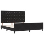 vidaXL Cadru de pat cu headboard Negru 180 x 200 cm Catifea vidaXL Cadru de pat cu headboard Negru 180 x 200 cm Catifea