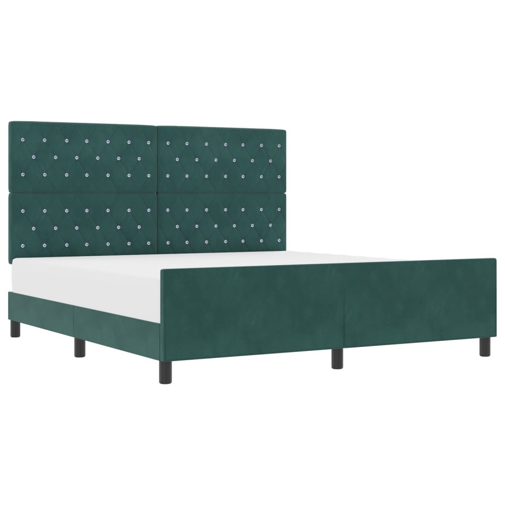 vidaXL Cadru de pat cu headboard Verde închis 180 x 200 cm Catifea
