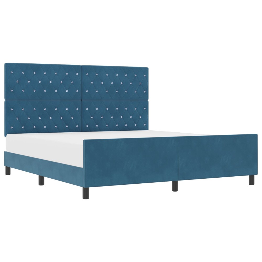 vidaXL Cadru de pat cu headboard Albastru închis 180 x 200 cm Catifea
