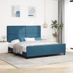 vidaXL Cadru de pat cu headboard Albastru închis 180 x 200 cm Catifea vidaXL Cadru de pat cu headboard Albastru închis 180 x 200 cm Catifea