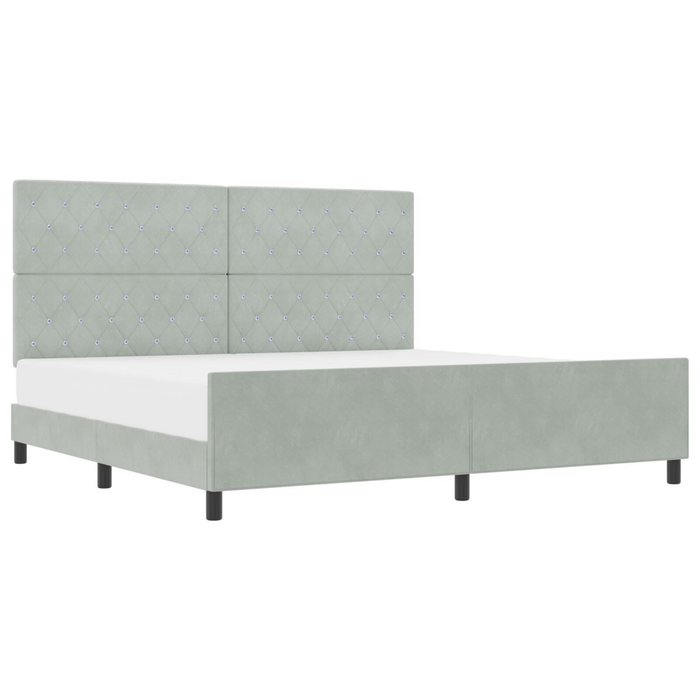vidaXL Cadru de pat cu headboard Gri deschis 200 x 200 cm Catifea