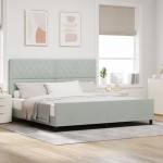 vidaXL Cadru de pat cu headboard Gri deschis 200 x 200 cm Catifea vidaXL Cadru de pat cu headboard Gri deschis 200 x 200 cm Catifea