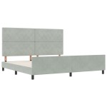 vidaXL Cadru de pat cu headboard Gri deschis 200 x 200 cm Catifea vidaXL Cadru de pat cu headboard Gri deschis 200 x 200 cm Catifea